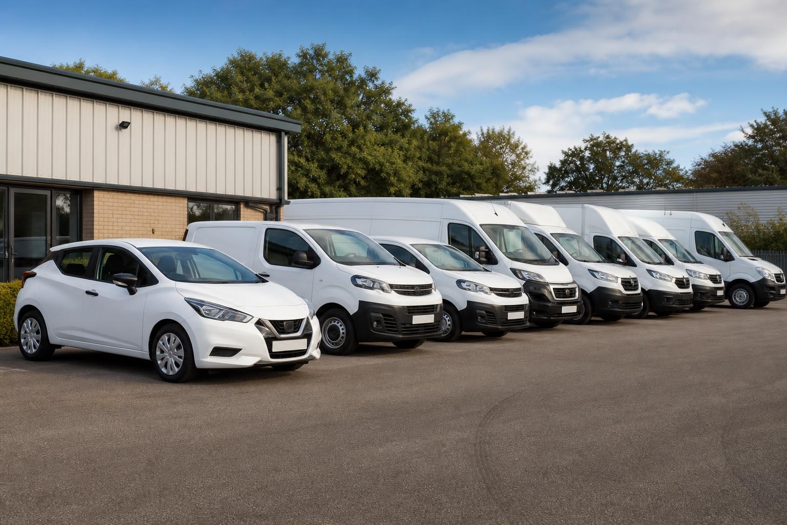 Rental vans parked in Eastleigh ready for local and regional hire